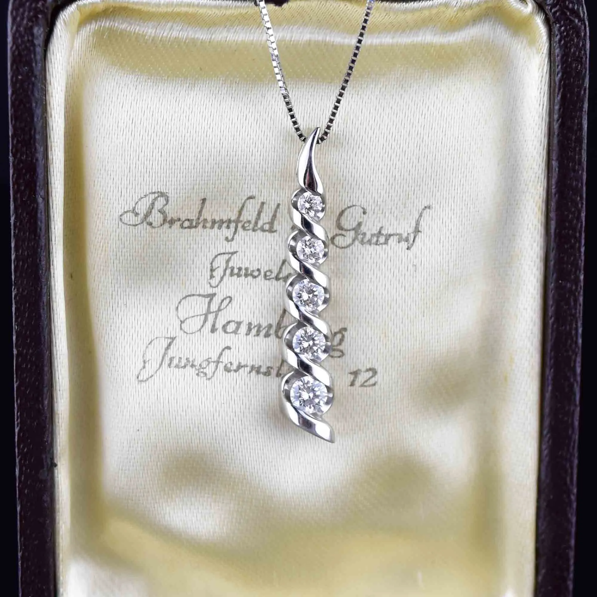 14K White Gold Diamond Journey Pendant Necklace