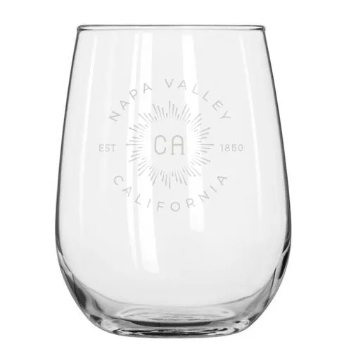 17 Oz. Stemless Wine Glass Printed with a Customizable BURST COLLECTION Design