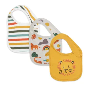 3-Pack Organic Cotton Bib in Lion Print