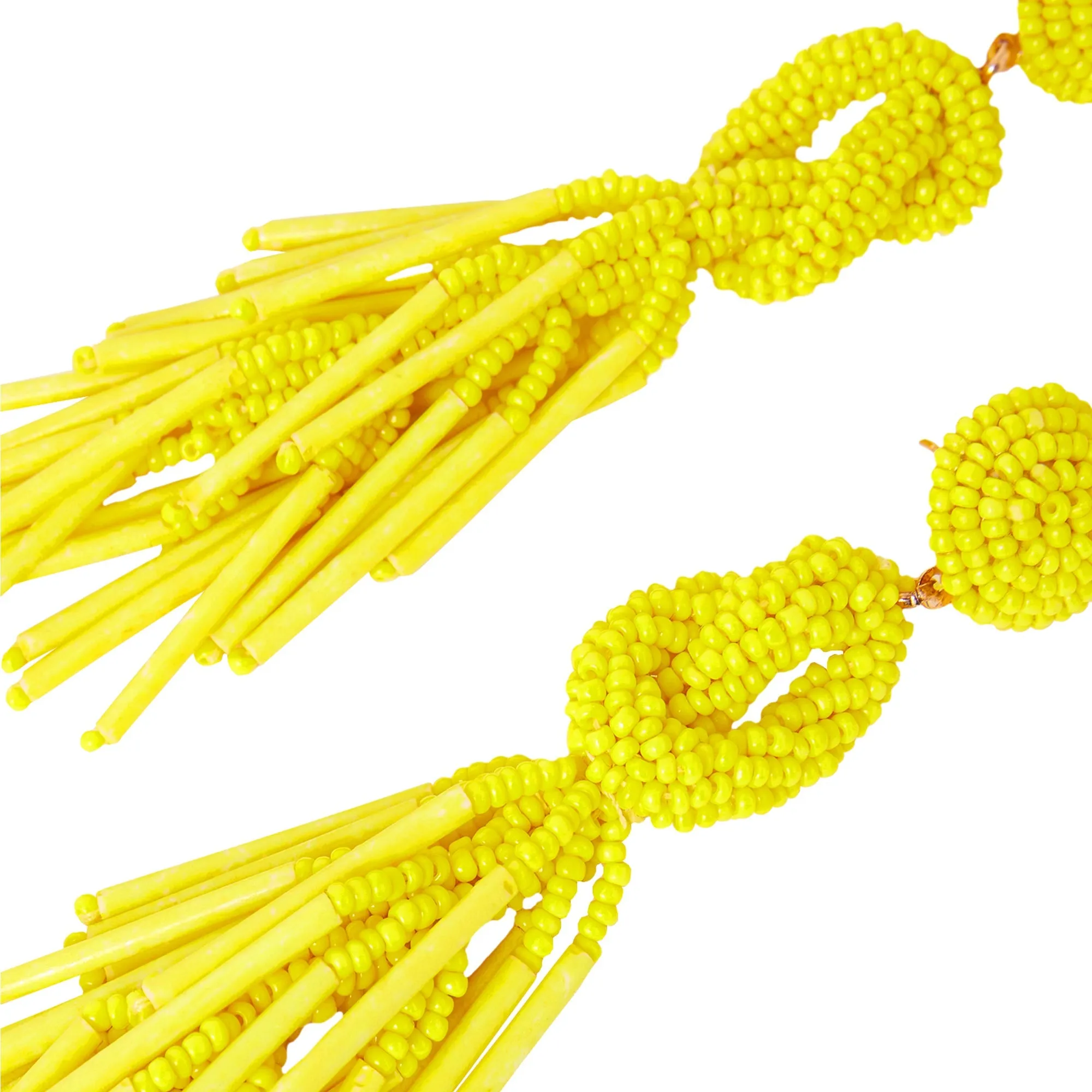 Accessorize London Women's Yellow Statement Beaded Tassel Earrings