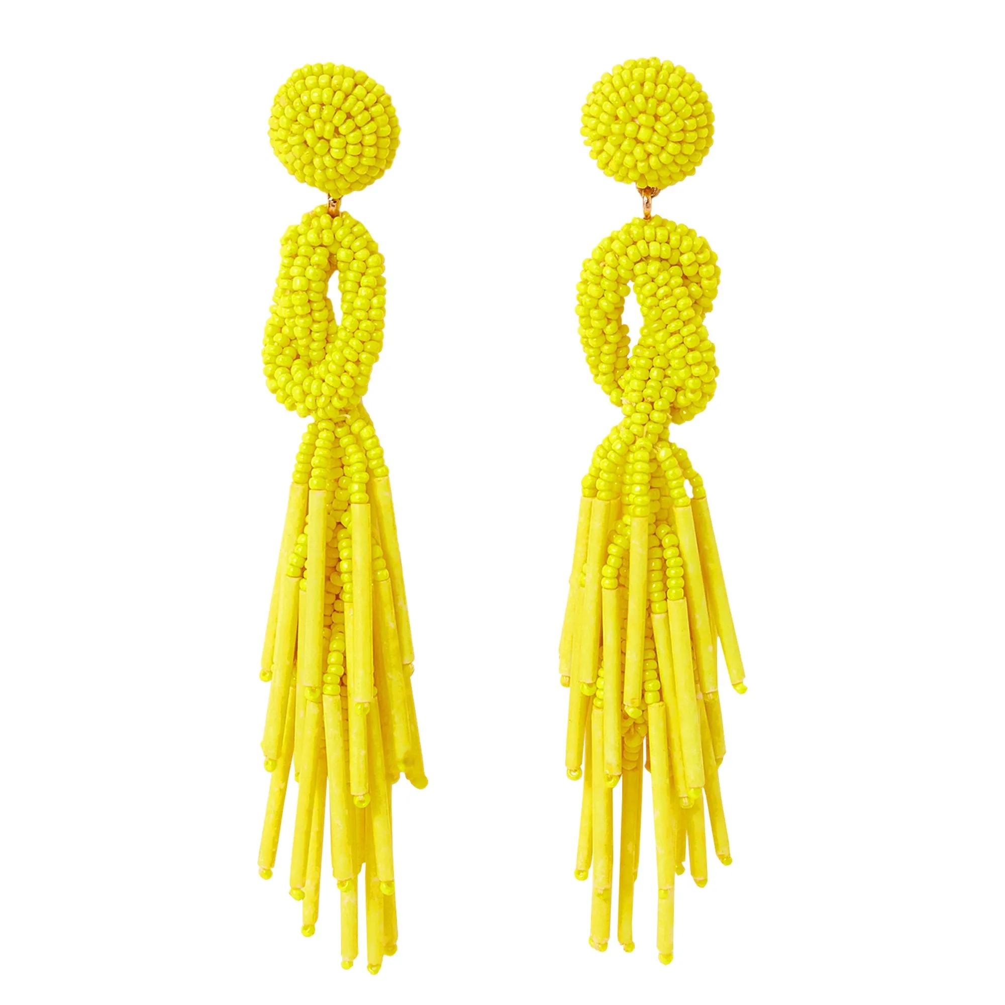 Accessorize London Women's Yellow Statement Beaded Tassel Earrings