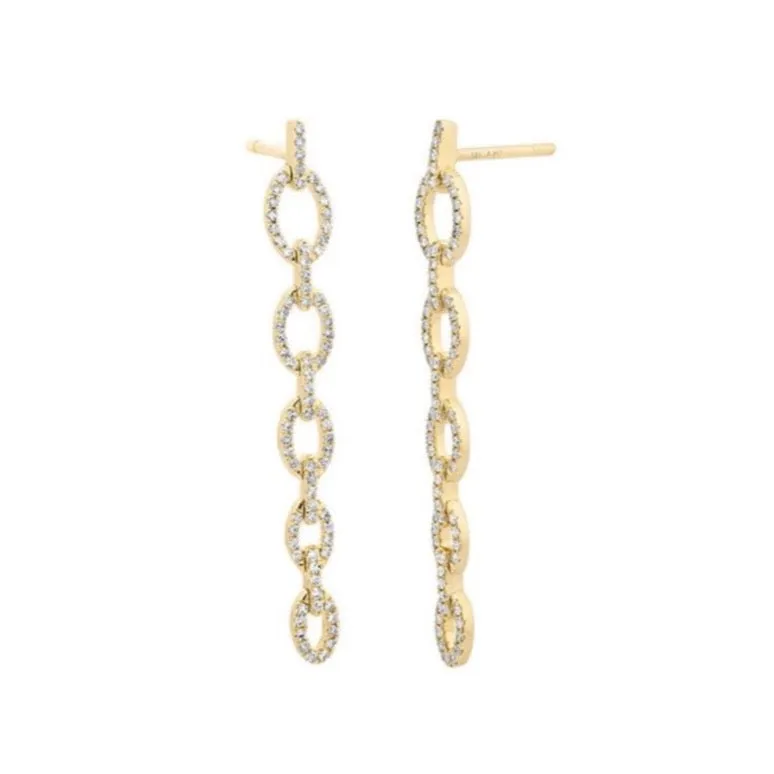 AFJ Diamond Collection - Diamond Drop Earrings, Yellow Gold