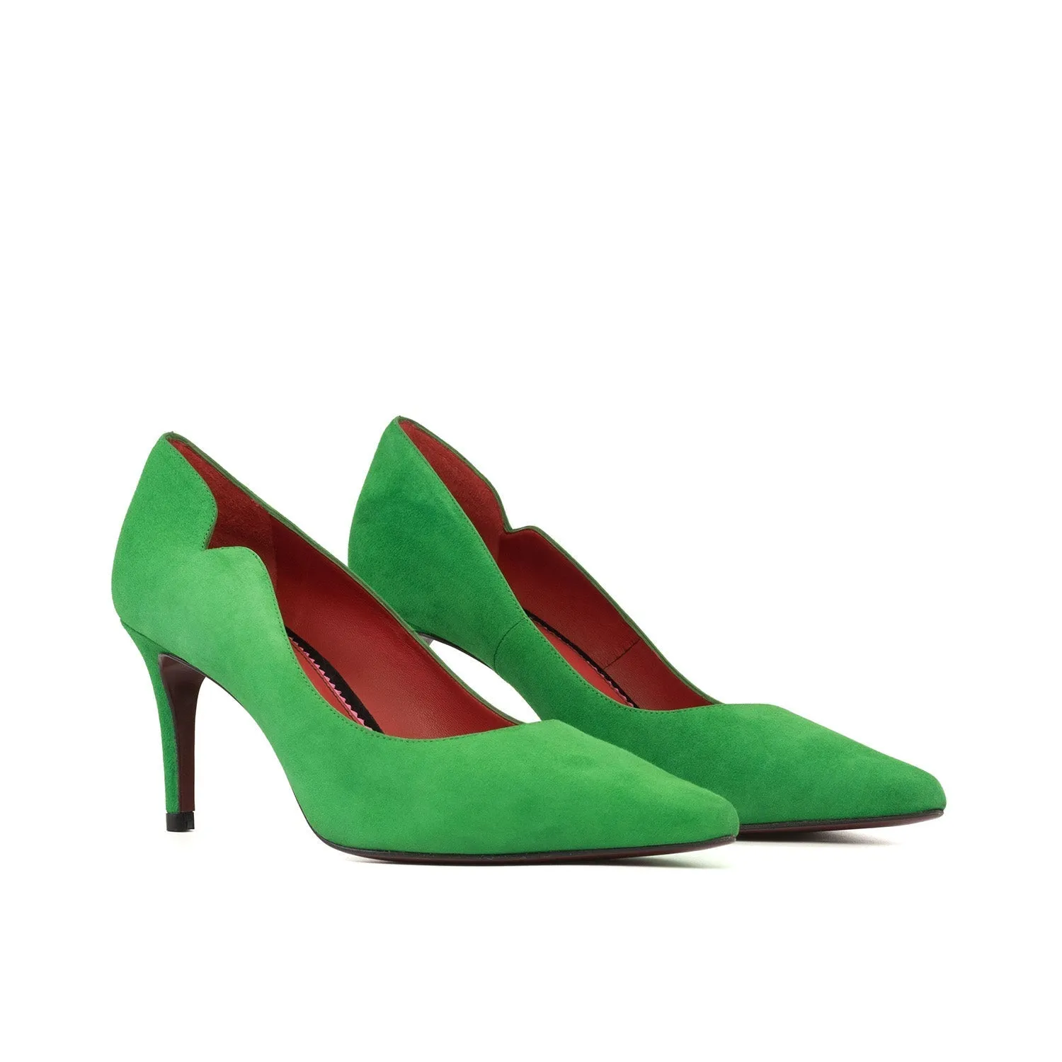 Ambrogio Bespoke Custom Women's Shoes Clover Green Suede Leather Genoa Pumps (AMBW1132)