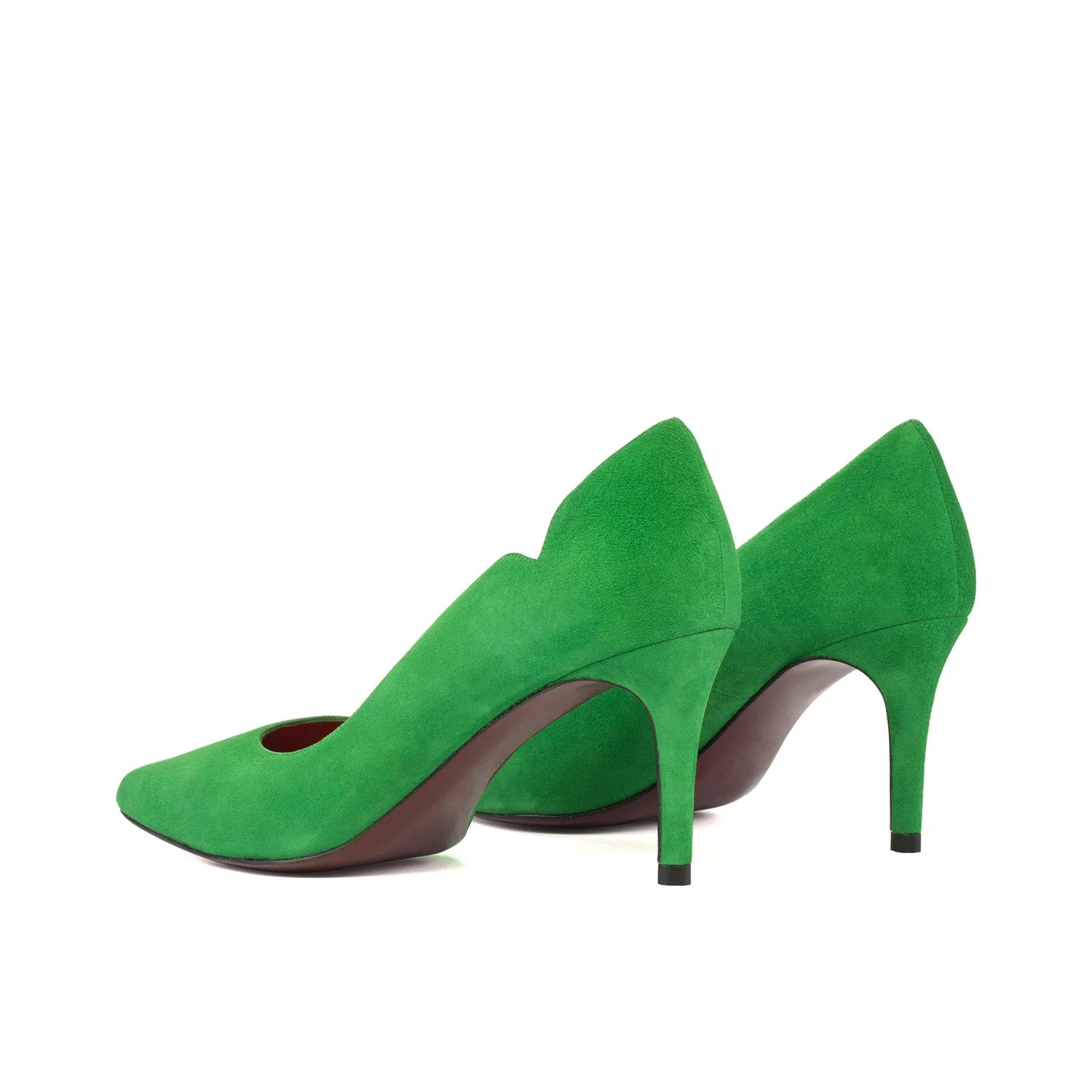 Ambrogio Bespoke Custom Women's Shoes Clover Green Suede Leather Genoa Pumps (AMBW1132)