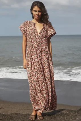 Ava SS Liberty Peach Floral Maxi Dress