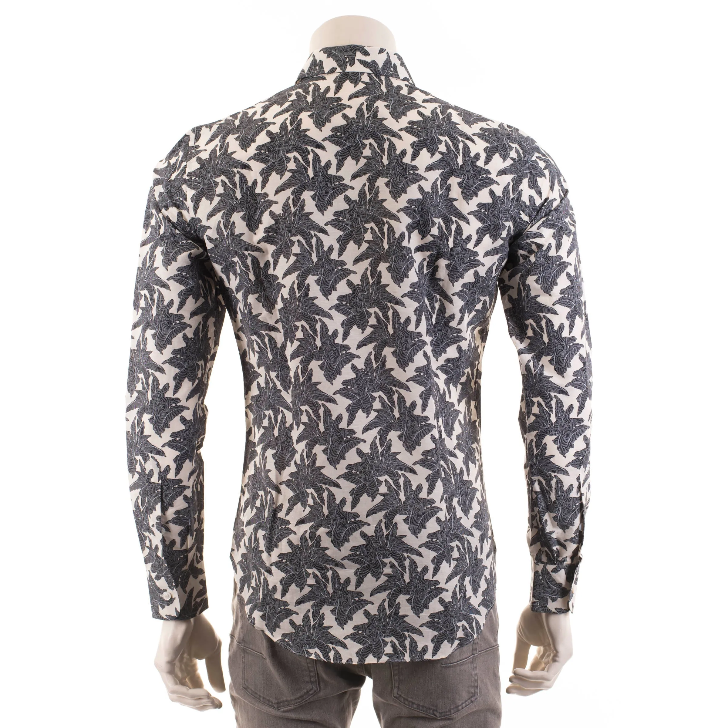 Beige Linen Printed Long Sleeves Shirt