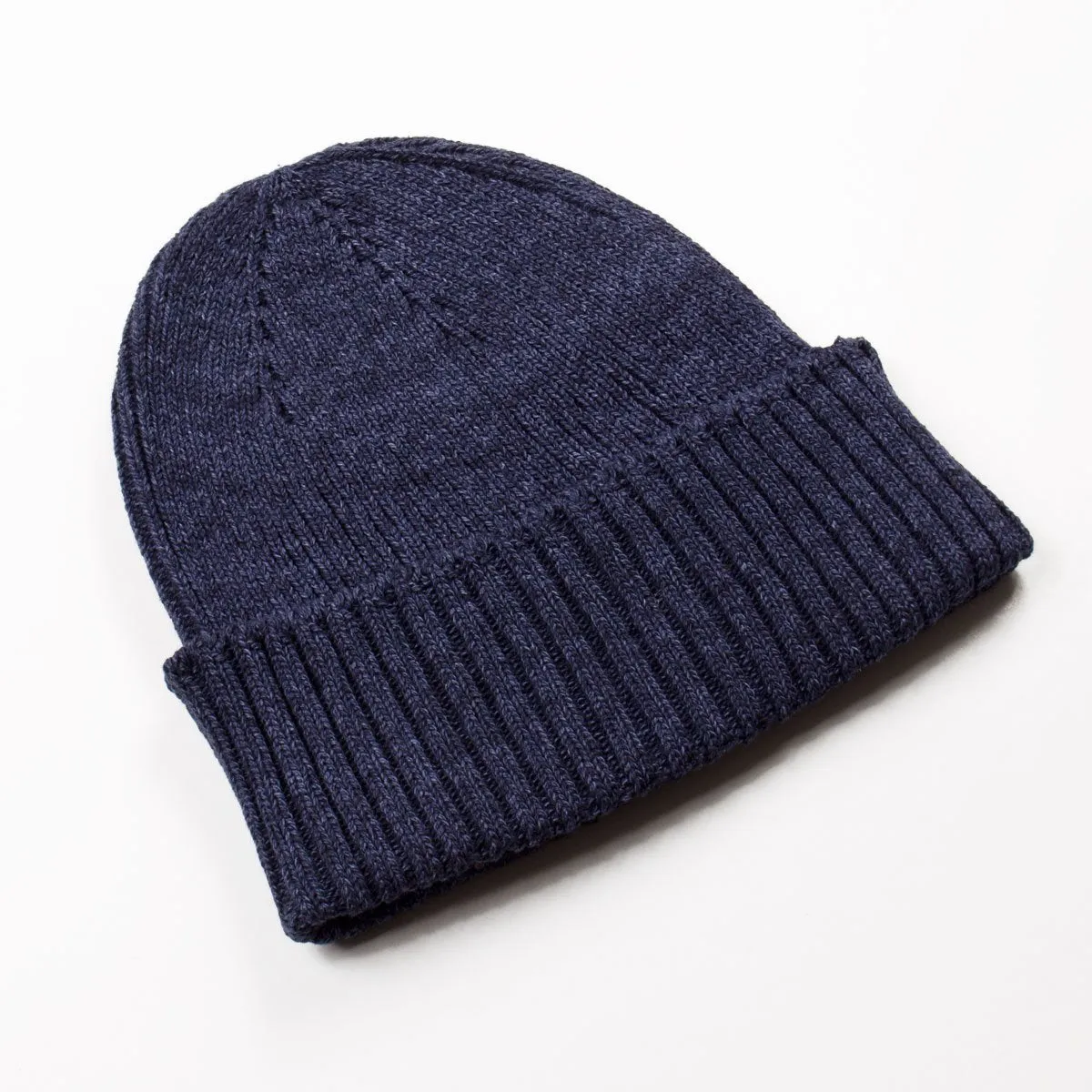 cableami - Recycled Cotton Rib Stitch Beanie - Indigo