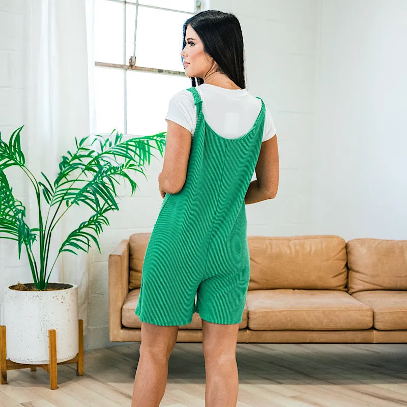 Can't Explain Corded Romper - Kelly Green FINAL SALE