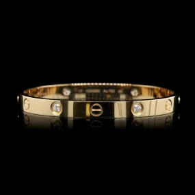 Cartier 18K Yellow Gold Estate Diamond Love Bracelet