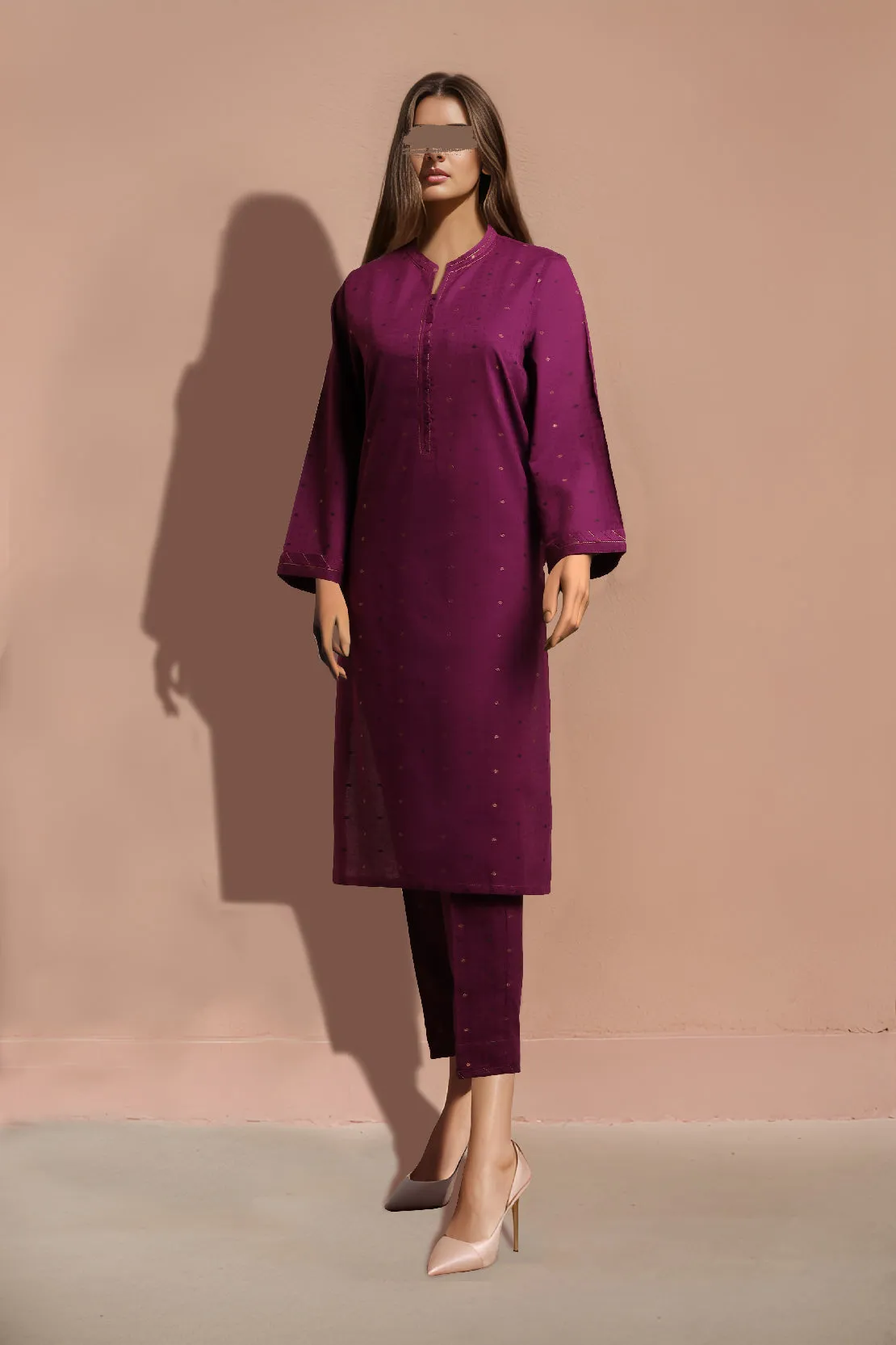 Cotton Jacquard Stitched 2 Piece (Shirt/Trouser)