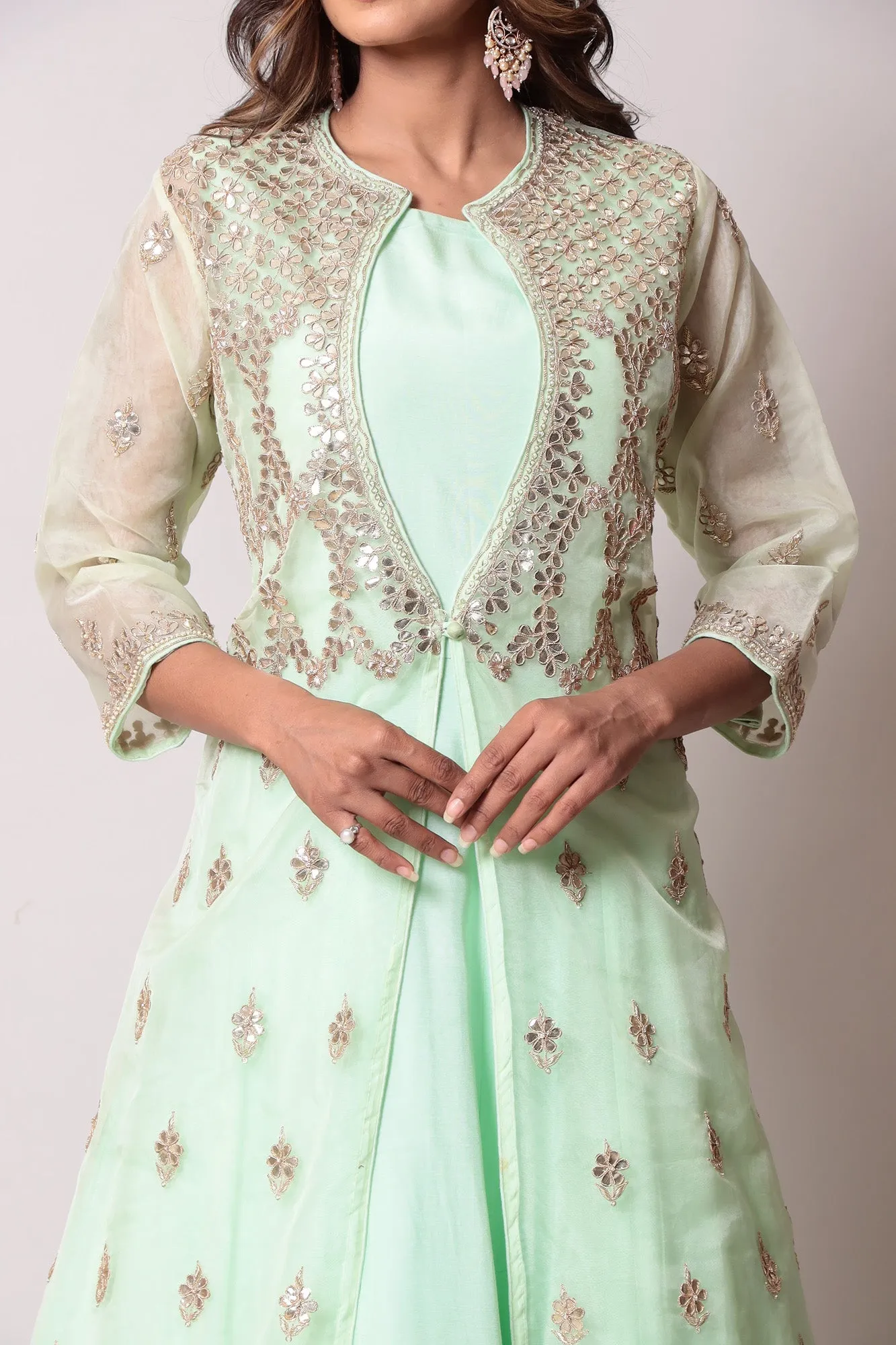 Cotton Silk Suit with Gota Patti Work Jacket