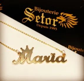 Crown & heart name necklace