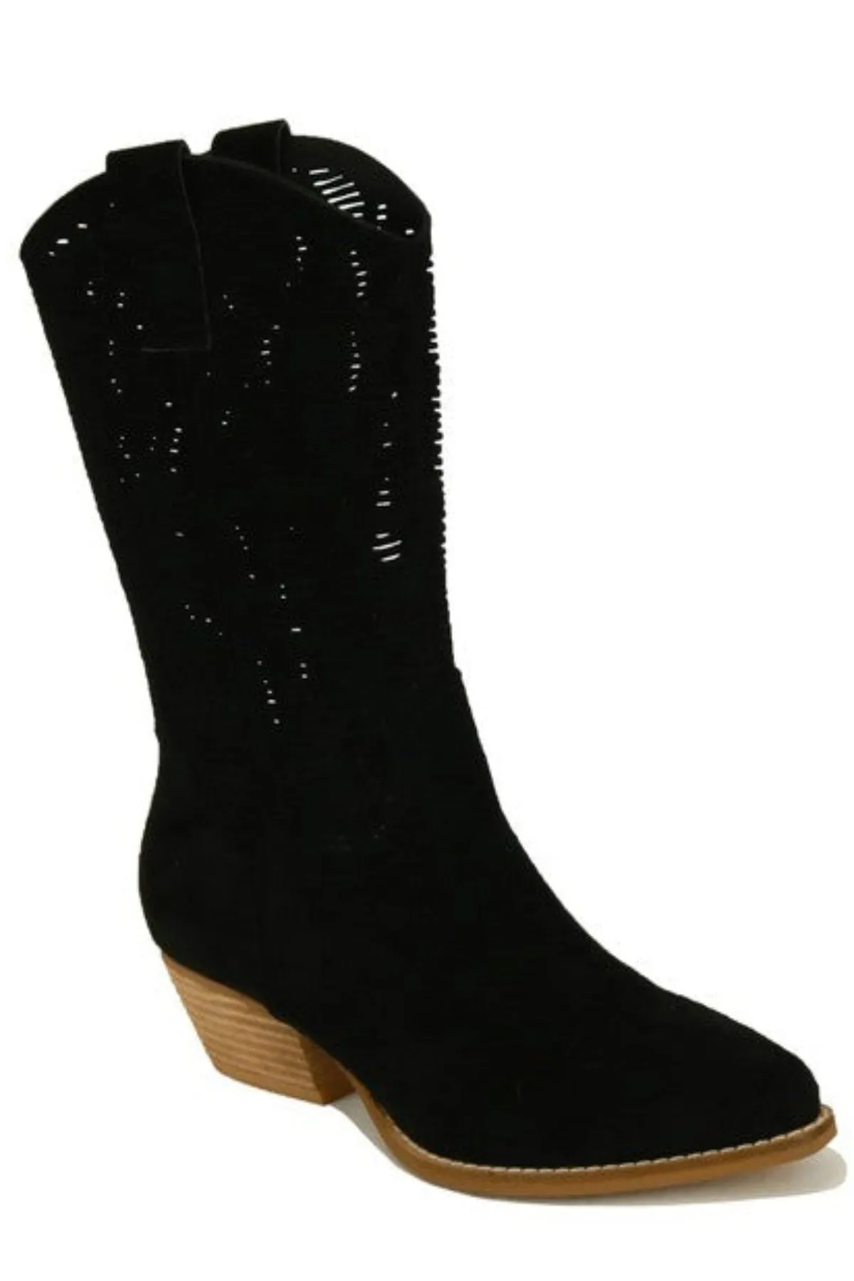 Dallas Laser Cut Boots - Black