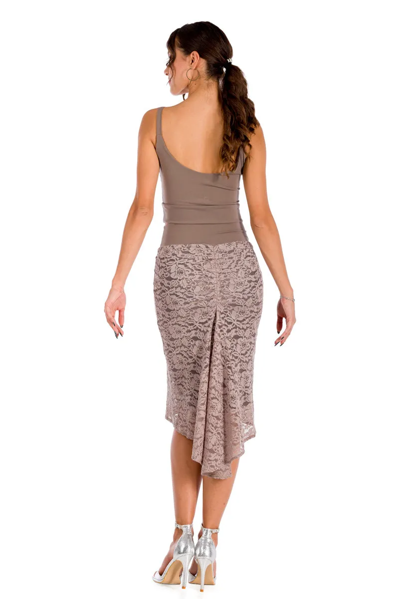 Elephant Grey Floral Lace Fishtail Tango Skirt