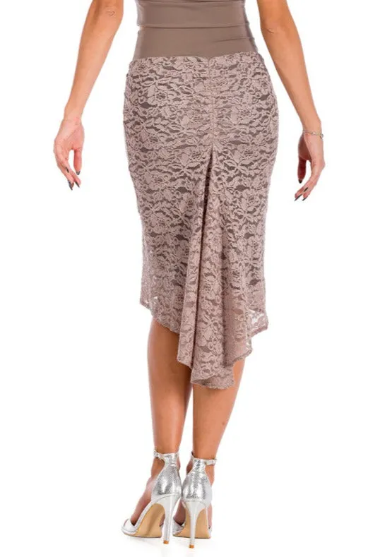 Elephant Grey Floral Lace Fishtail Tango Skirt