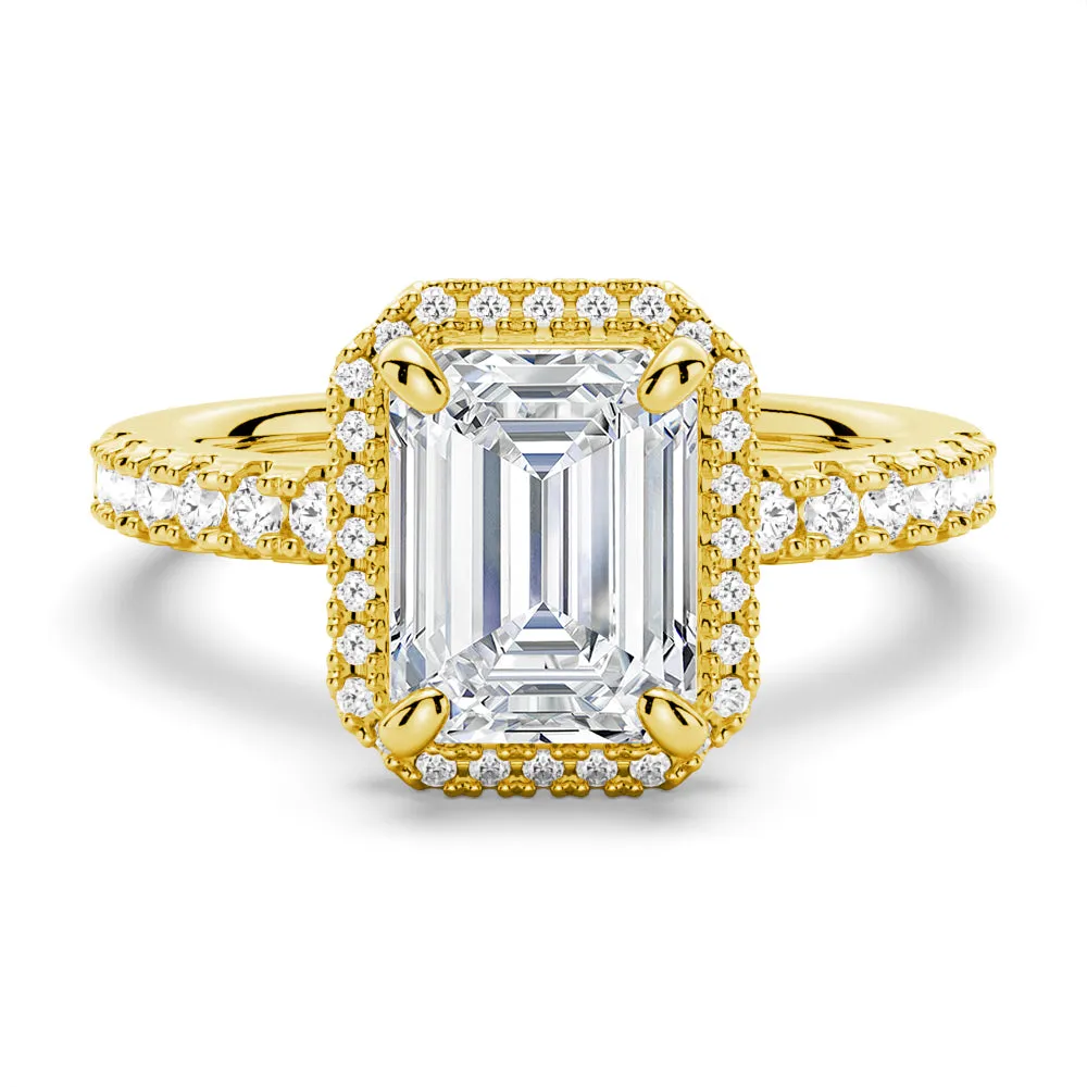 Emerald Cut Moissanite Bridal Set in Sterling Silver