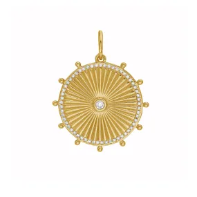 Lionheart - Cassandane - Small Diamond Sun Medallion, Yellow Gold