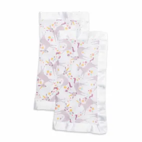 Lulujo Cotton Security Blankets - Modern Unicorn 2pk