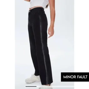 (Minor Fault) Black Side Washed Striped Relaxed Jeans