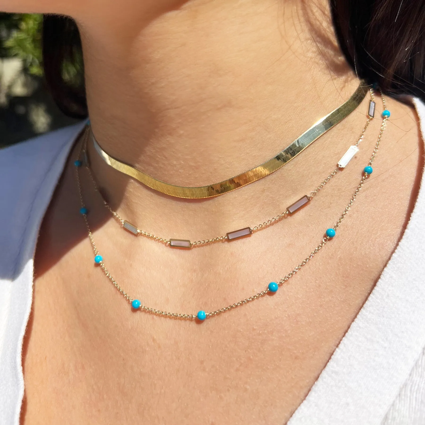 Mother of Pearl Bar Chain Necklace