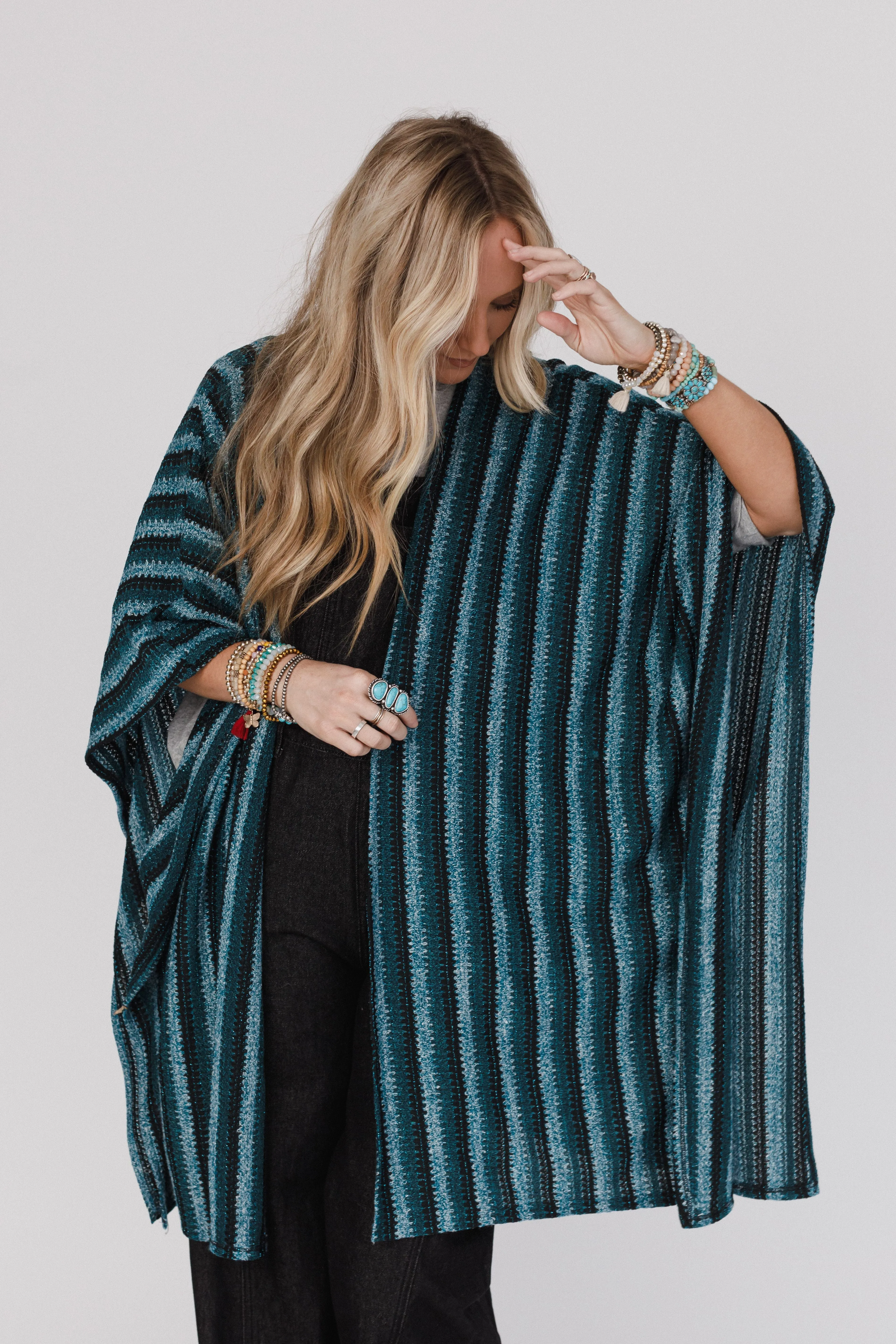 Northern Skies Textured Ruana - Teal