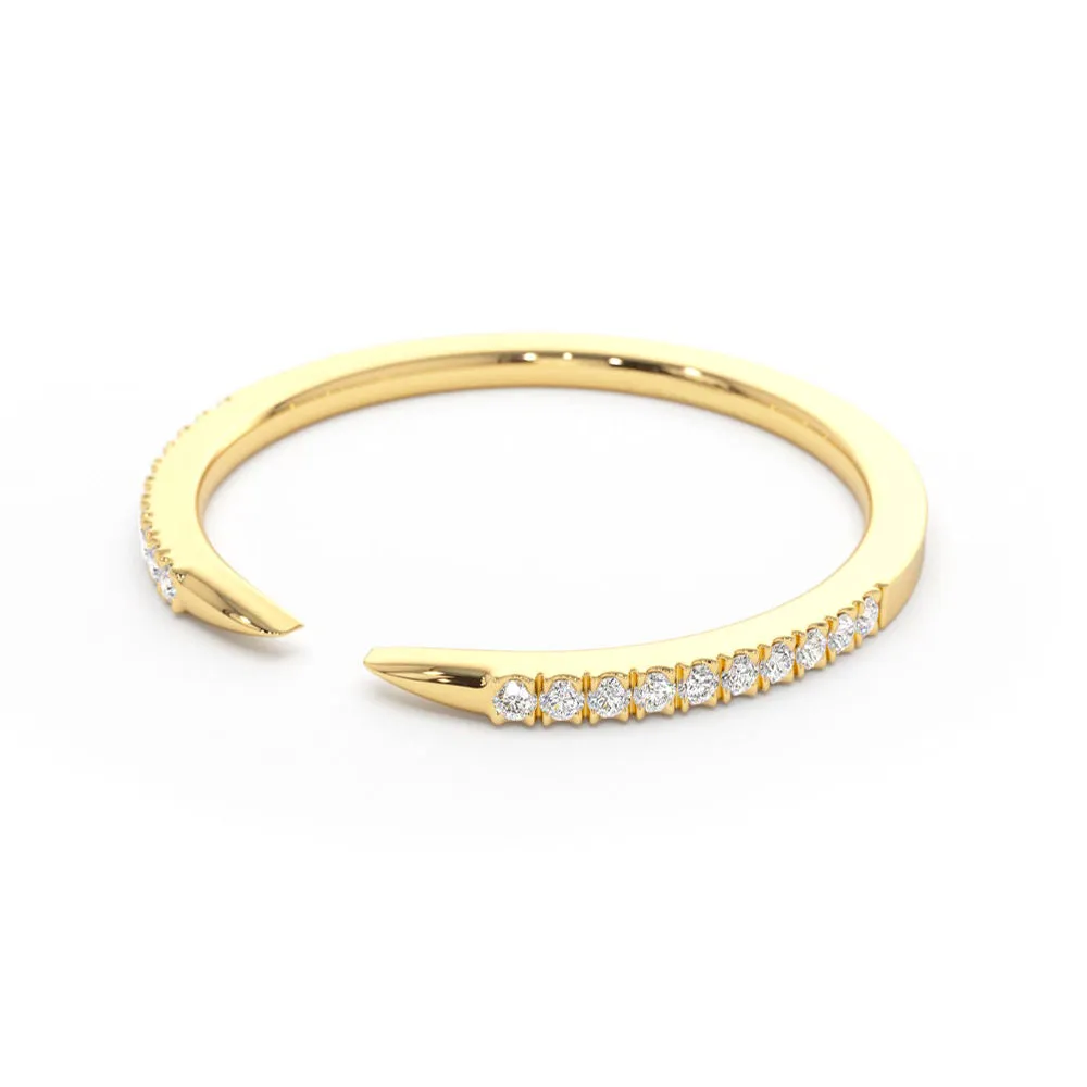 Pavé Diamonds Claw Stacking Open Ring