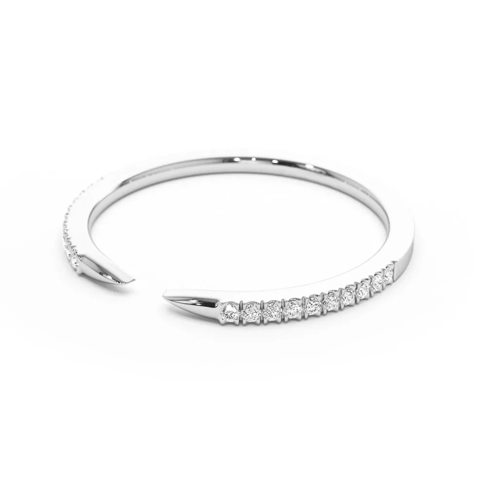 Pavé Diamonds Claw Stacking Open Ring