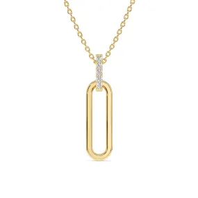 Pavé Lab Grown Diamond Paper Clip Link Pendant Necklace