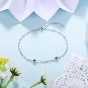 Personalized Chain 2 Birthstones Bracelet For Women