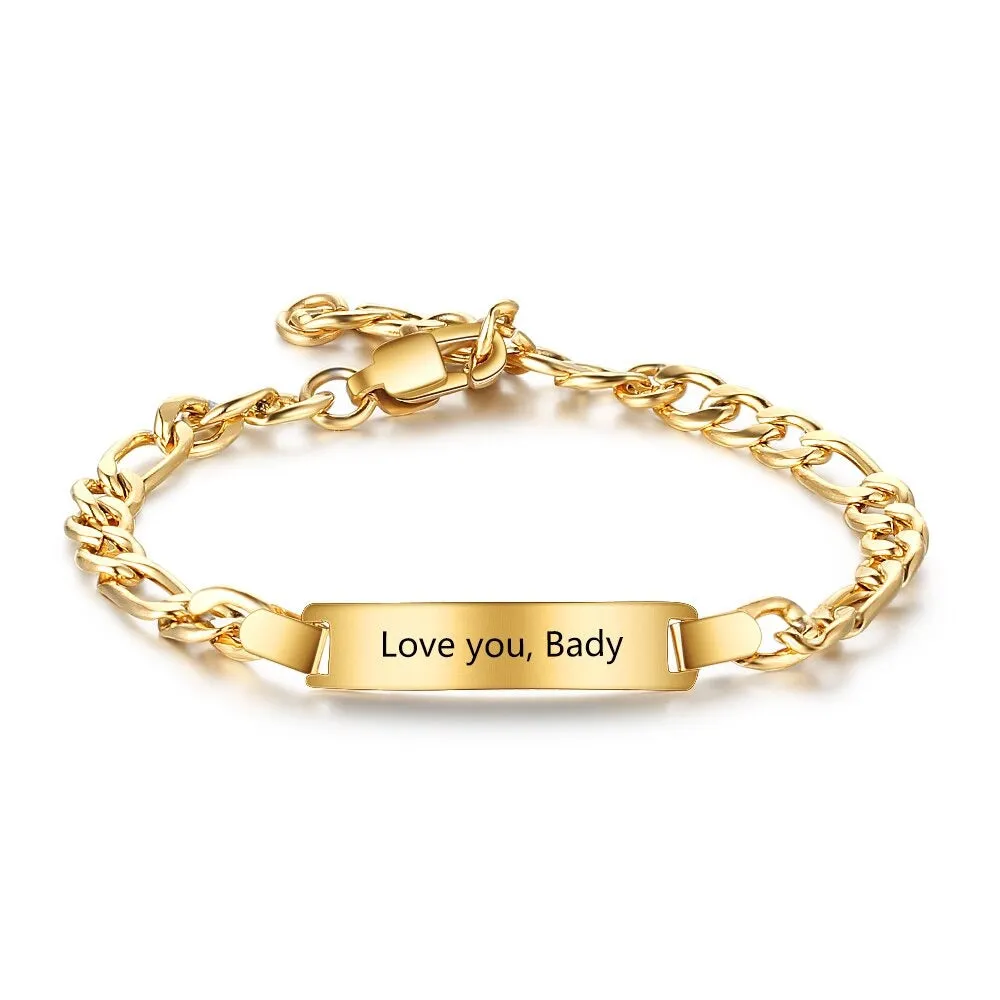 Punk Style Stainless Steel Name Bar Bracelets For Women