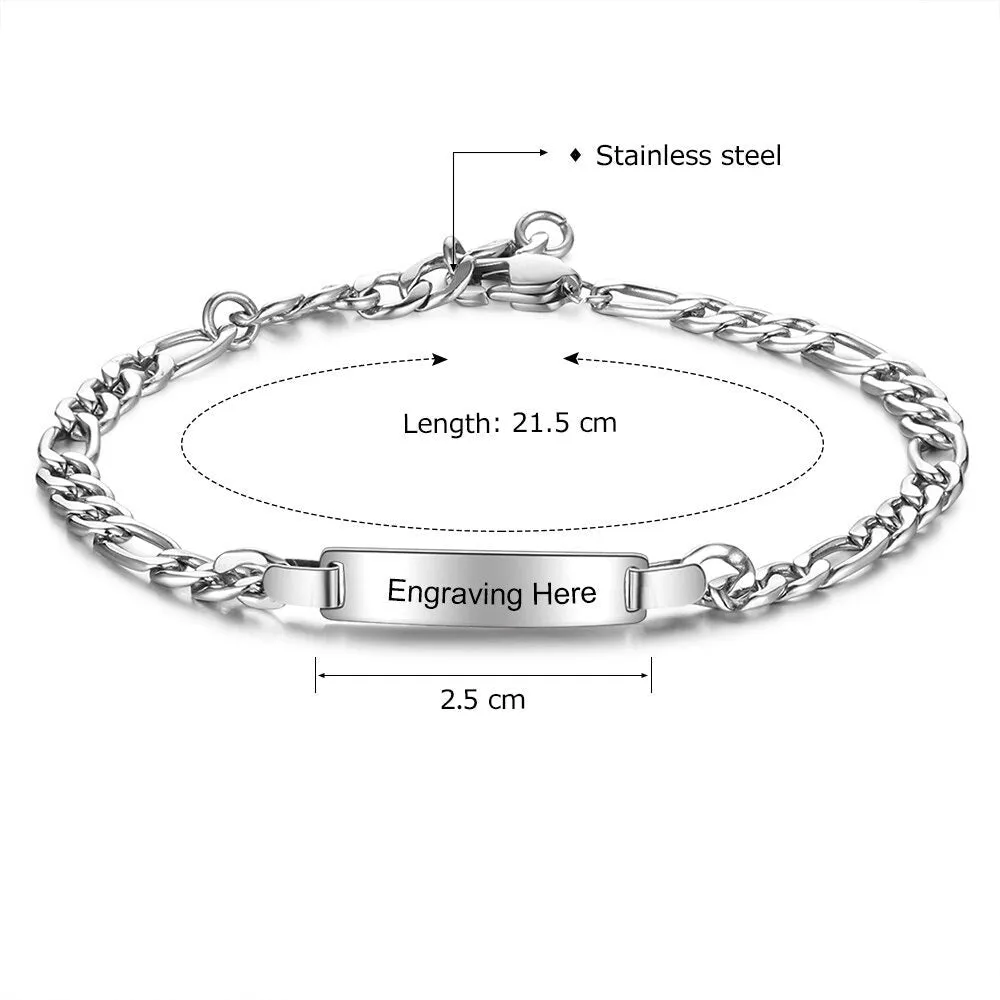 Punk Style Stainless Steel Name Bar Bracelets For Women