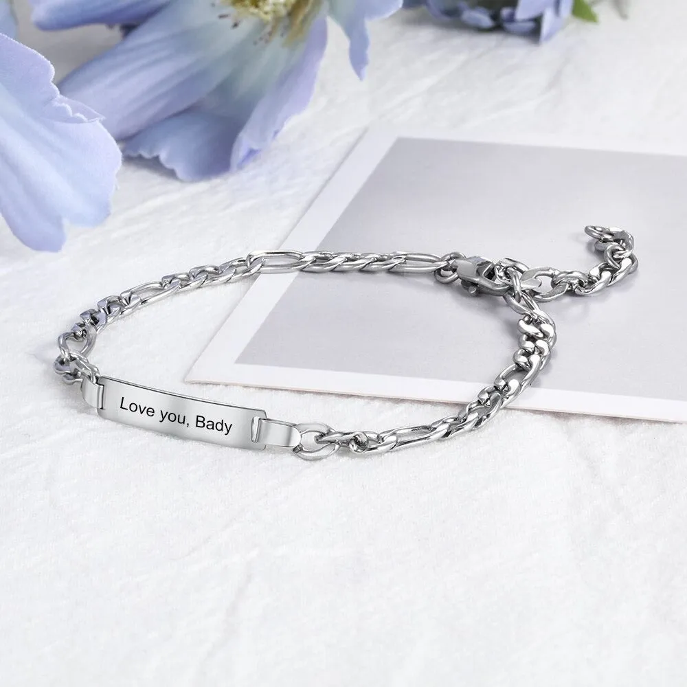 Punk Style Stainless Steel Name Bar Bracelets For Women