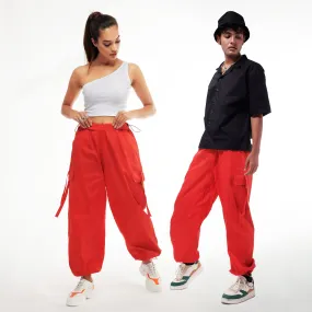 Red Cargo Parachute Pants