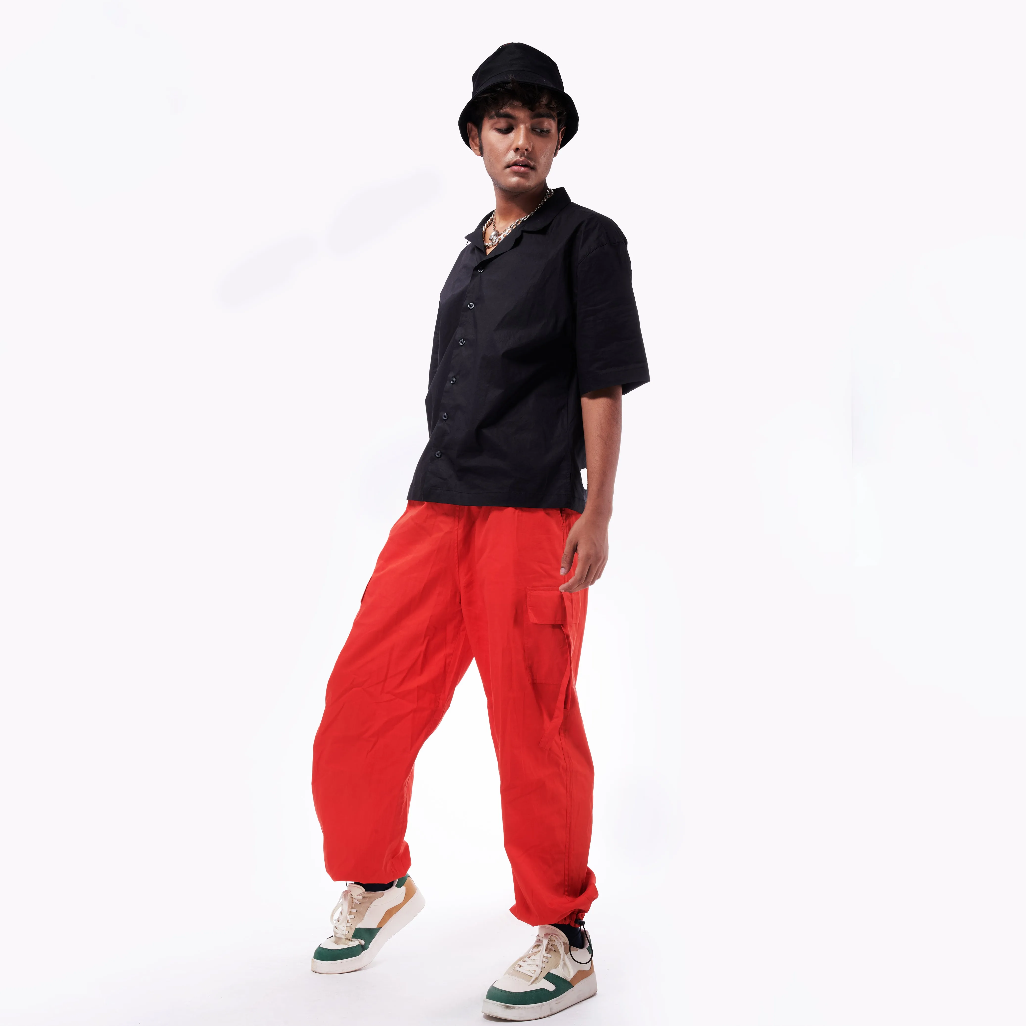 Red Cargo Parachute Pants