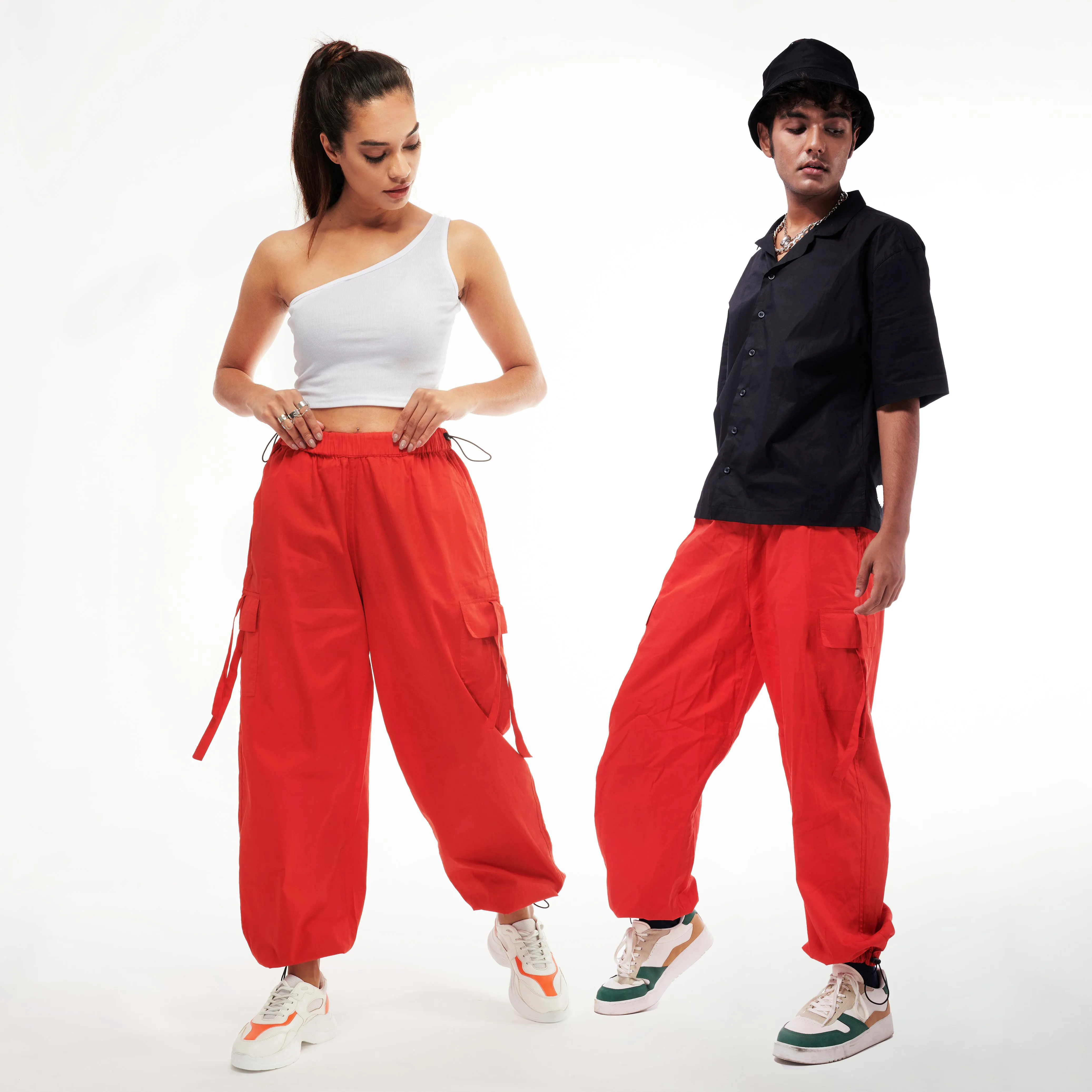 Red Cargo Parachute Pants