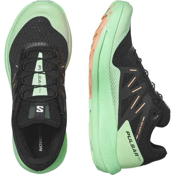 Salomon Pulsar Trail Shoes (Women's) Black / Green Ash / Cantaloupe