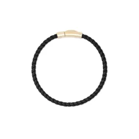 Scott Bros. Evans 18k Yellow Gold Vermeil Corded Bracelet In Black Leather