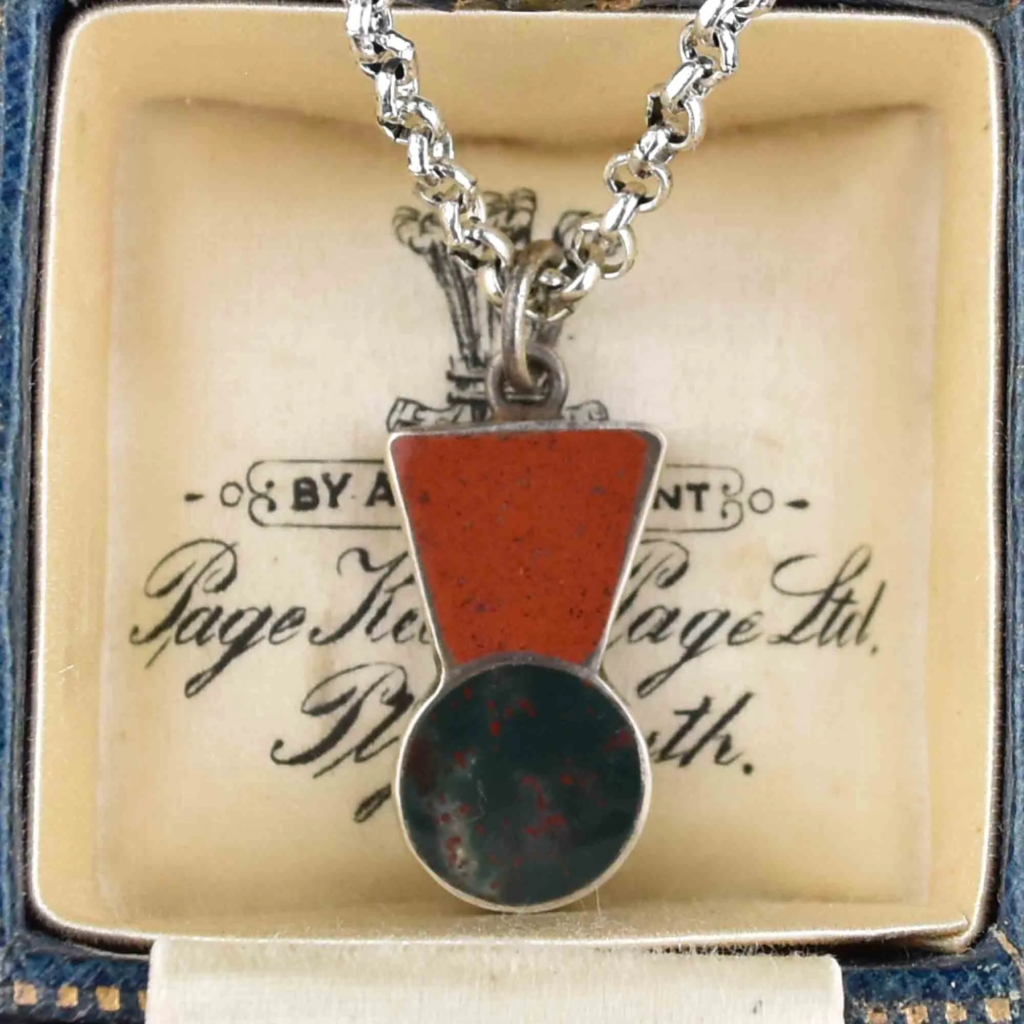 Silver Jasper Bloodstone Thistle Pendant Necklace