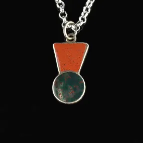 Silver Jasper Bloodstone Thistle Pendant Necklace