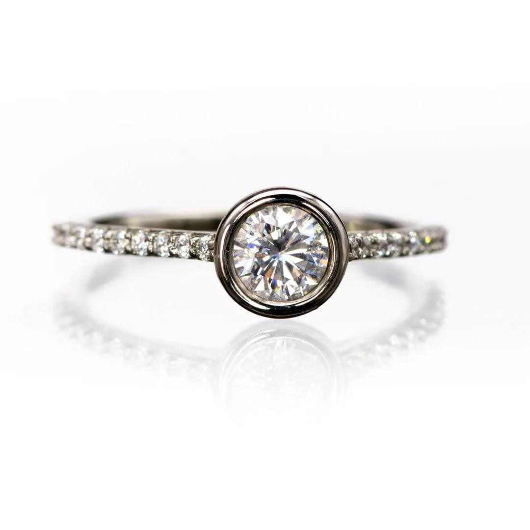 Sonia - 5mm/0.5ct round Bezel Set Engagement Ring in 14k White Gold - Setting only, ready to ship