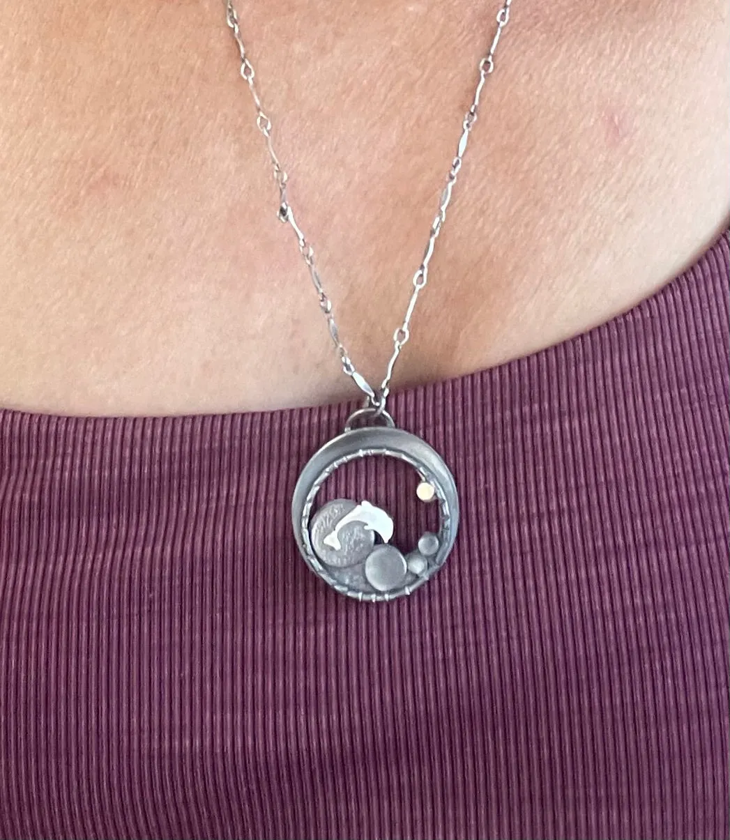 SP1-"Happy Dolphin Whimsy Bubble Pendant