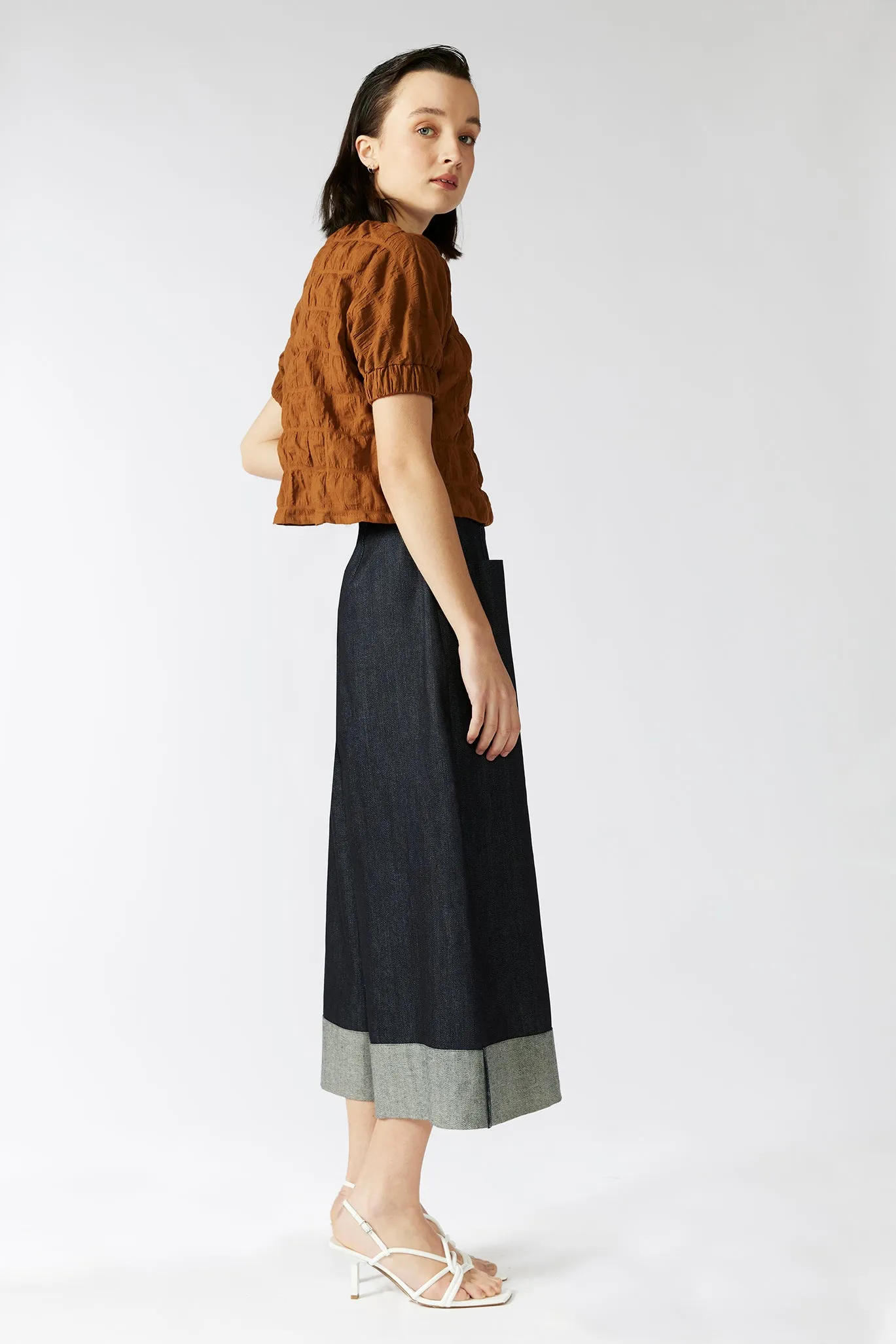 TERRACOTTA TOP [ Burnt Orange Cotton, Short Sleeves ]