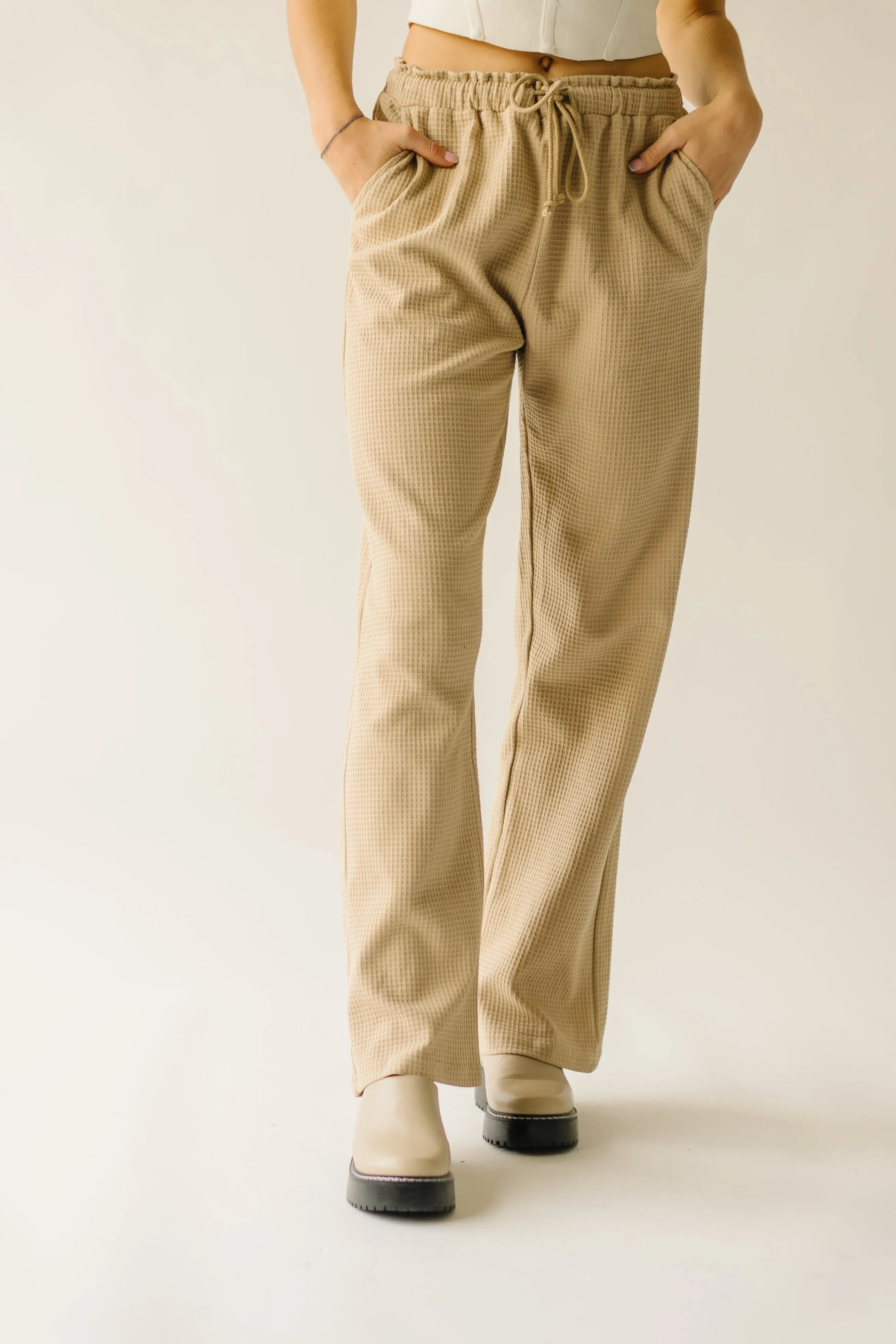 The Bandon Cotton Waffle Knit Pant in Taupe