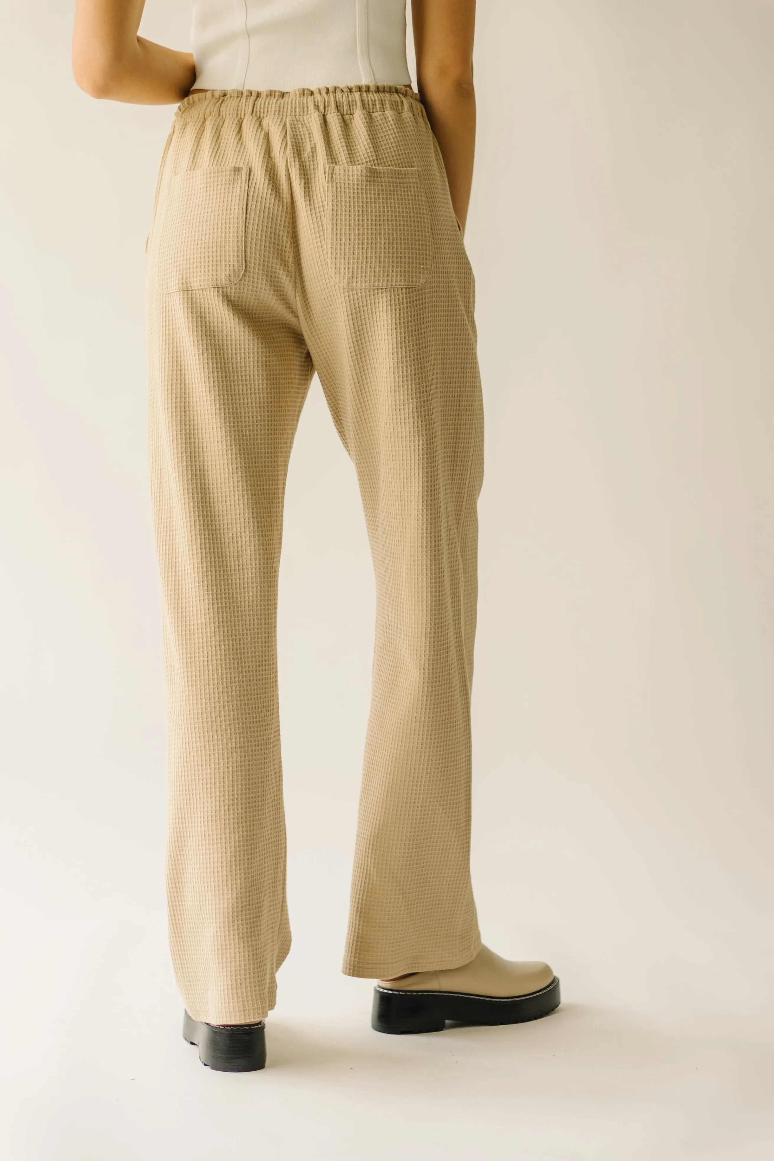 The Bandon Cotton Waffle Knit Pant in Taupe