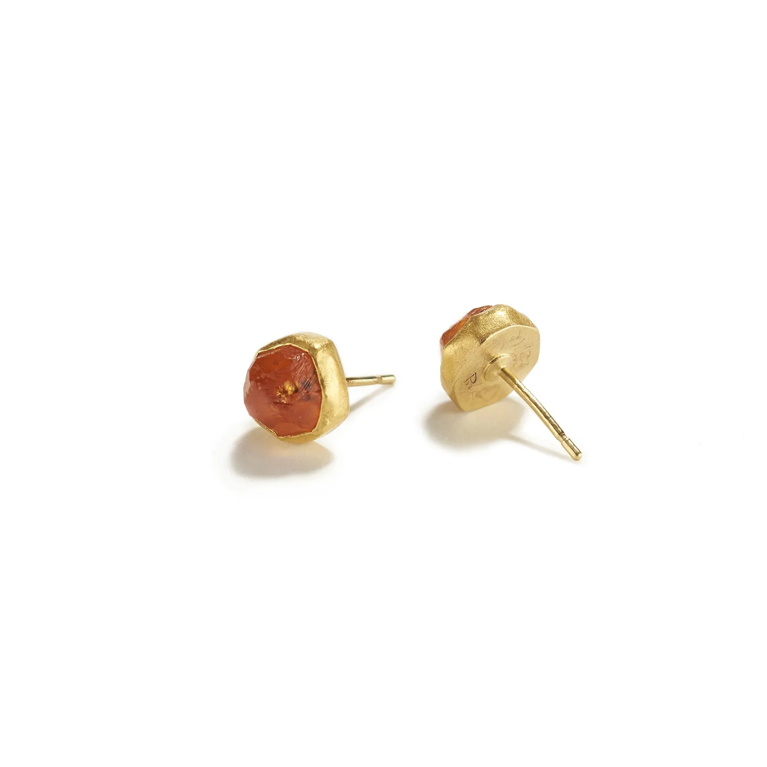 Uncut Spessartite Stud Earrings