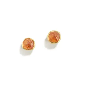 Uncut Spessartite Stud Earrings