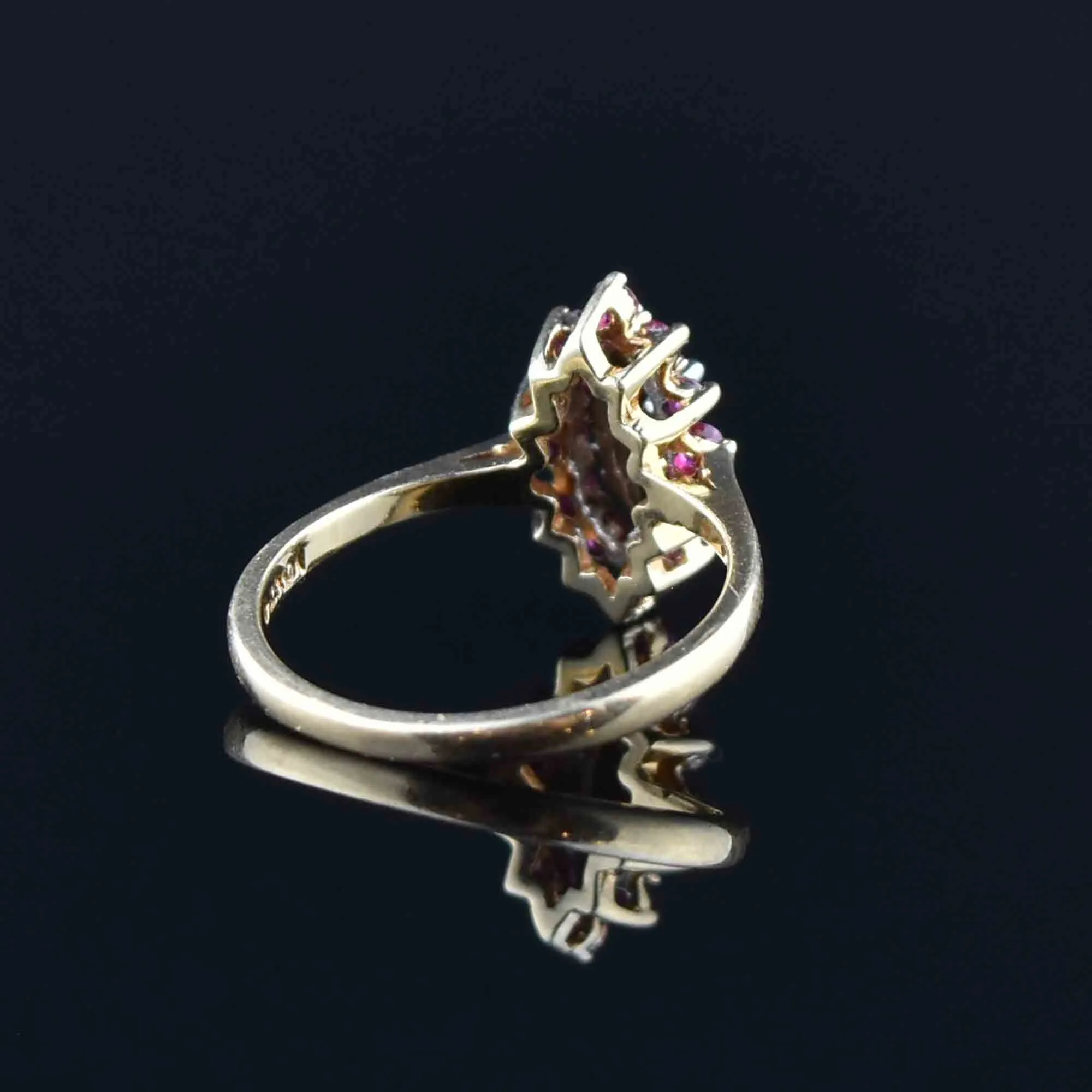 Vintage 10K Gold Diamond Ruby Ring, Sz 5.75