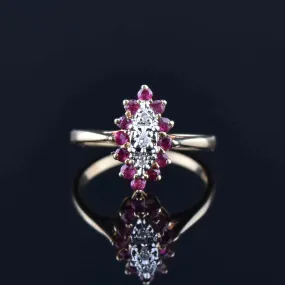 Vintage 10K Gold Diamond Ruby Ring, Sz 5.75