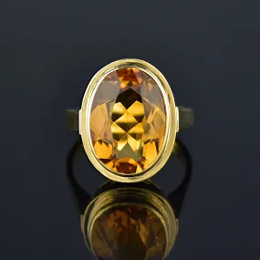 Vintage 14K Gold Oval 6 Carat Citrine Ring