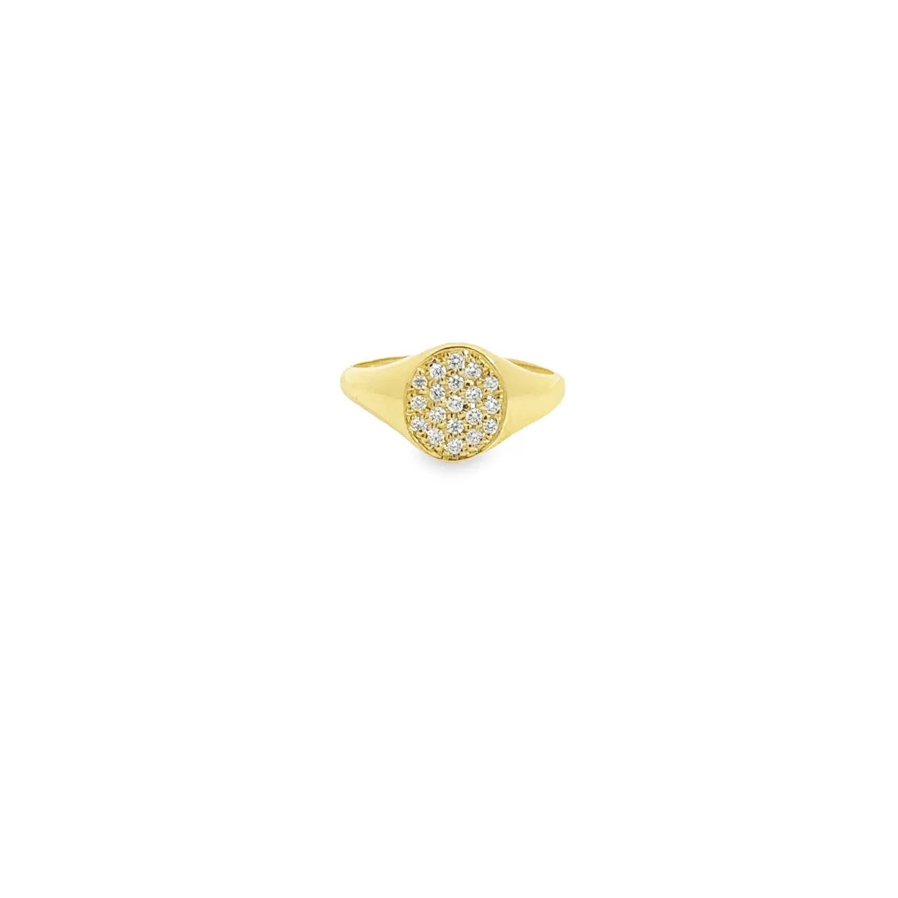 WD86 - 14kt Diamond Oval Pave Signet Ring